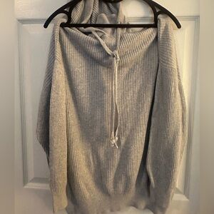 Zara Light Gray High Neck Hoodie Sweater